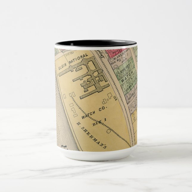 Elgin Illinois 1871 Map Elgin Watch Factory Mug (Center)