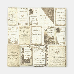 Elgin Illinois 1880's Club Invitations Sepia Paper Magnet