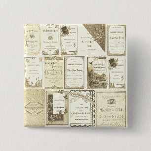 Elgin Illinois 1880's Sepia Club Invitations Party 2 Inch Square Button