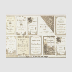 Elgin Illinois 1880's Sepia Club Invitations Party Tissue Paper