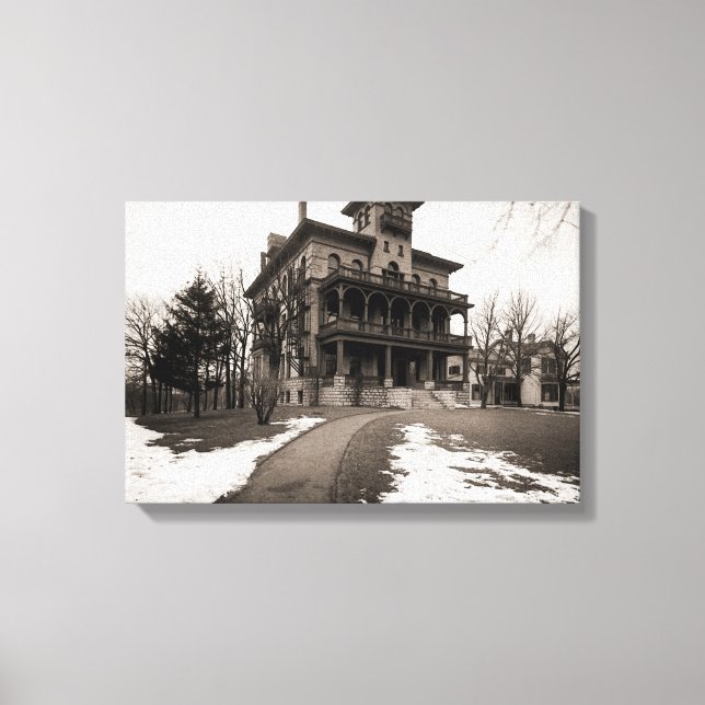 Elgin Illinois 1890's Sherman Hospital Building Canvas Print (Front)