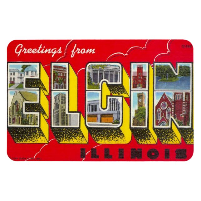 Elgin Illinois IL Large Letter Postcard Magnet !!! (Horizontal)