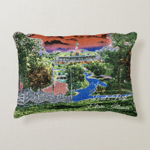 ELGIN ILLINOIS LORDS PARK PAVILION 1920'S ART VIEW ACCENT PILLOW