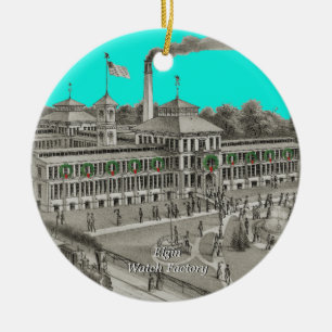 Elgin Watch Factory Elgin Illinois 1871 Ceramic Ornament