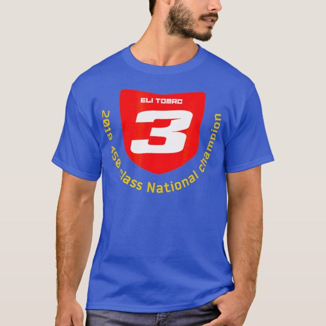 ELI TOMAC 2018 450 CHAMPION FAN TSHIRT RED PLATE (Front)