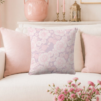 Elia 🌸 Soft Pink Baroque Floral Throw Pillow