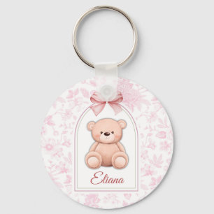 Eliana   Custom Pink Teddy Bear Nursery Design  Keychain
