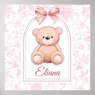 Eliana   Custom Pink Teddy Bear Nursery Design  Poster