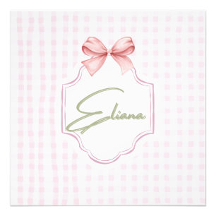 Eliana Personalized Pink Bow & Gingham Print 