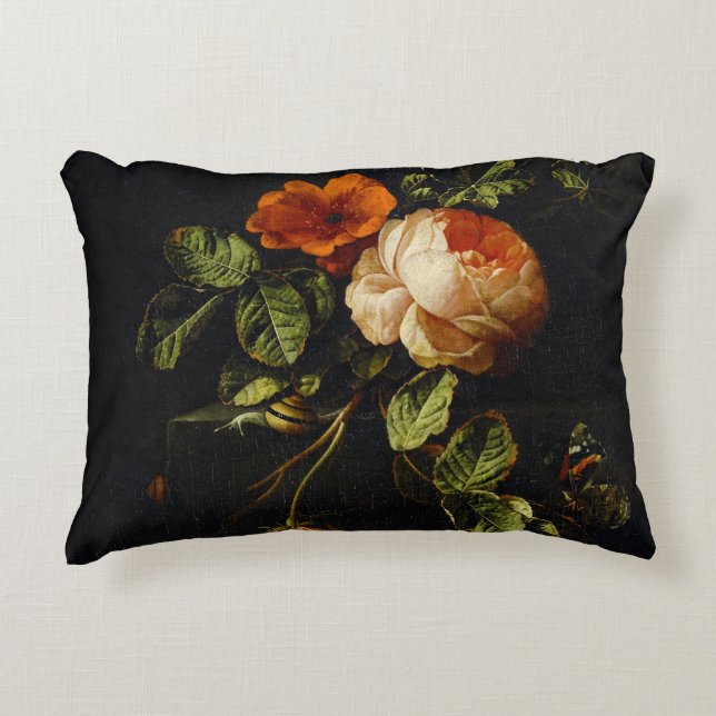 Elias van den Broeck, Still Life with Roses Accent Pillow (Front)