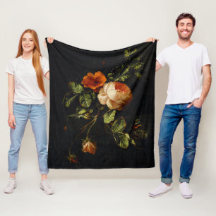 Elias van den Broeck, Still Life with Roses Fleece Blanket