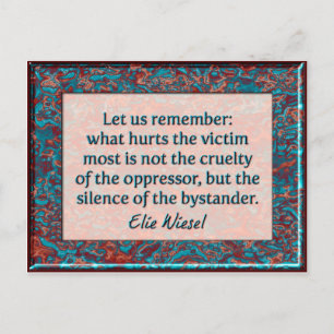 Elie Wiesel Bystander Quote Wall Plaque Postcard