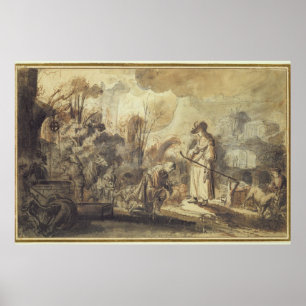 Eliezer and Rebecca at the Well Poster