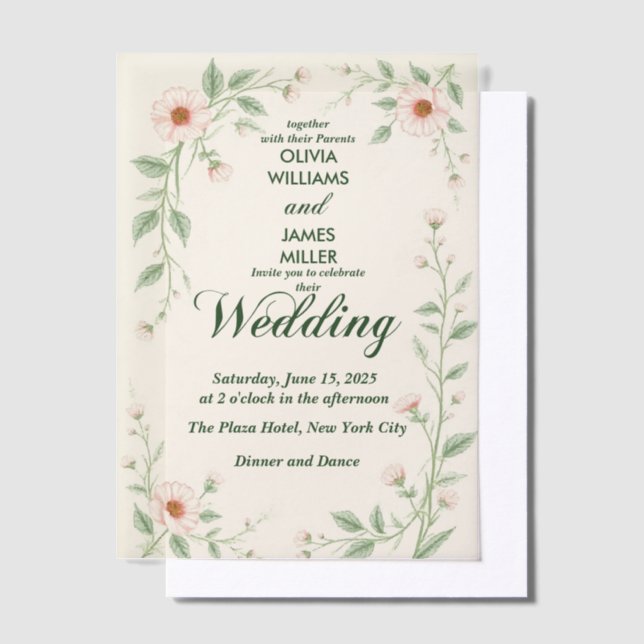Eligant Simple Vellum Wedding Invitation Overlay (Offset)