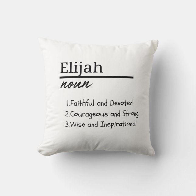 Elijah, Boy Personalised Name Definition Throw Pillow (Front)