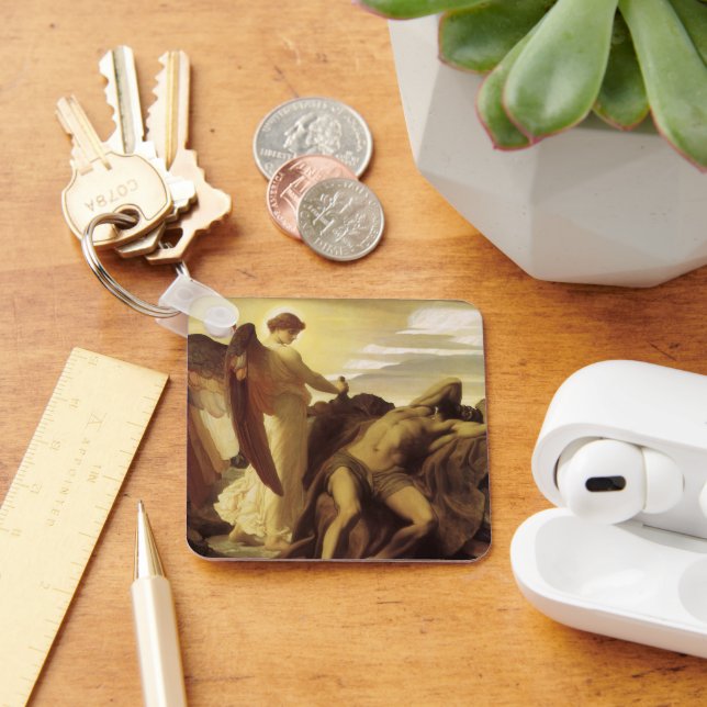 Elijah in Wilderness by Lord Frederic Leighton Keychain (Desk)