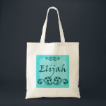 Elijah Ornamental Bag<br><div class="desc">Personalized with the name Elijah on a blue background with scroll work.</div>