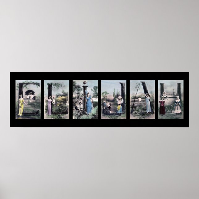 ELIJAH Vintage Alphabet Letter Name Art Poster (Front)