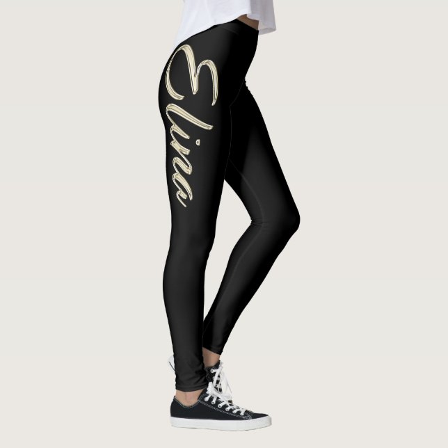 Elina white gold Handwriting trousers Leggings (Right)