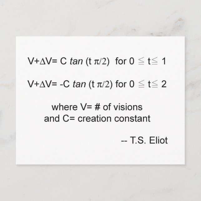 Eliot's Theorem Postcard (Front)