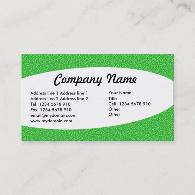 Eliptical - Bright Green Embossed Texture Business Card (Front)