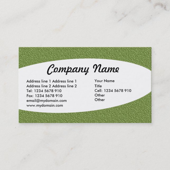Eliptical - Green Embossed Texture Business Card (Front)