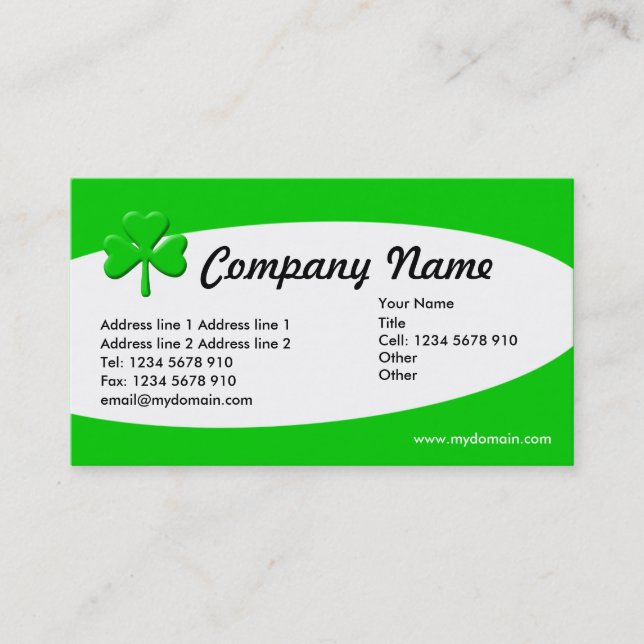 Eliptical - Irish Shamrock Business Card (Front)