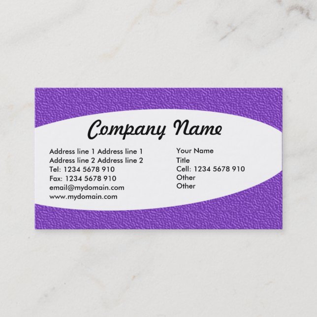 Eliptical - Violet Embossed Texture Business Card (Front)