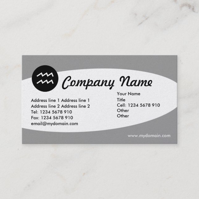Eliptical Zodiac Platinum - Aquarius Business Card (Front)