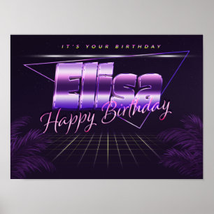 Elisa Nom Vorname lila retro Poster Geburtstag