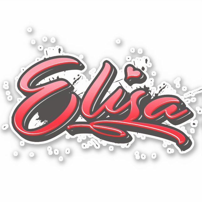 Elisa red Heart Graffiti Decal Sticker (Front)