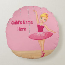 Elise Blonde Ballerina Round Throw Pillow