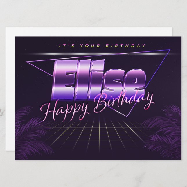 Elise Name First name lila retro card Birthday (Front/Back)