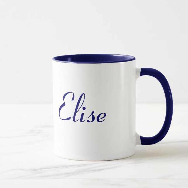 Elise Name Mug Pretty Blue and White (Right)