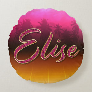 Elise Vorname Name golden pink Kissen Round Pillow