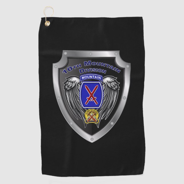 Elite 10th Mountain Division “Climb To Glory” Golf Towel (Front)