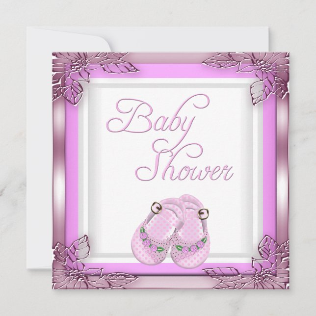 Elite Baby Shower Baby Girl Pink Elite Invitation (Front)