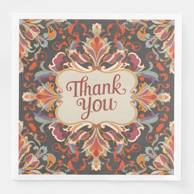 Elite baroque style thanksgiving thank you  napkin (Front)