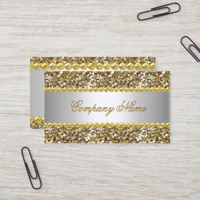 Elite Business Gold Silver Diamond Glitter 4 Card (Front/Back In Situ)