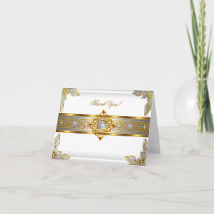 Elite Carte de remerciements Elegant White Gold