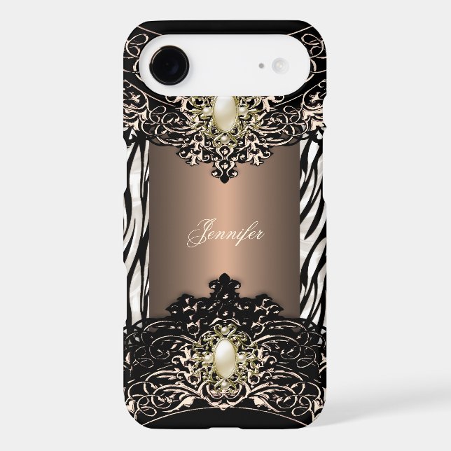 Elite Coffee Zebra Black Pearl Brown 3 Case-Mate iPhone Case (Back)