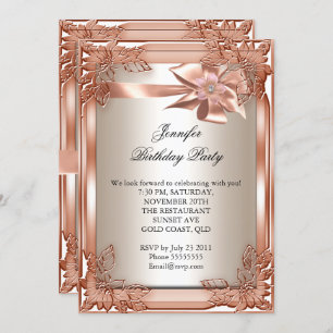 Elite Elegant Birthday Party Orange Cream Invitation