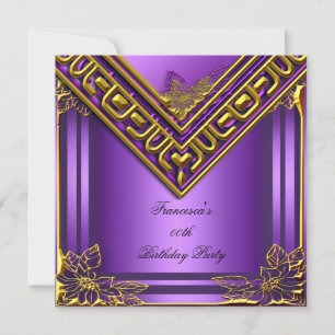 Elite Elegant Birthday Party Ornate Purple Gold Invitation