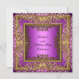 Elite Elegant Pink Gold on Gold Birthday Party Invitation