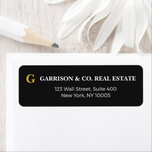 Elite Executive Black Gold Monogram Return Address
