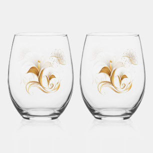 Elite Gold Tulip Wine Glass Set