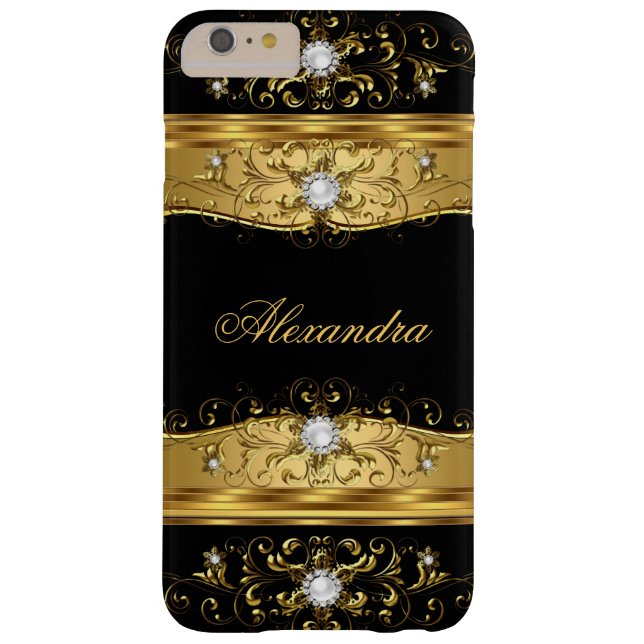 Elite Regal faux Gold Black Pearl Diamond Jewel Case-Mate iPhone Case (Back)