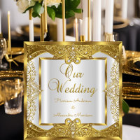 Elite Wedding Gold White Pearls Golden Frame