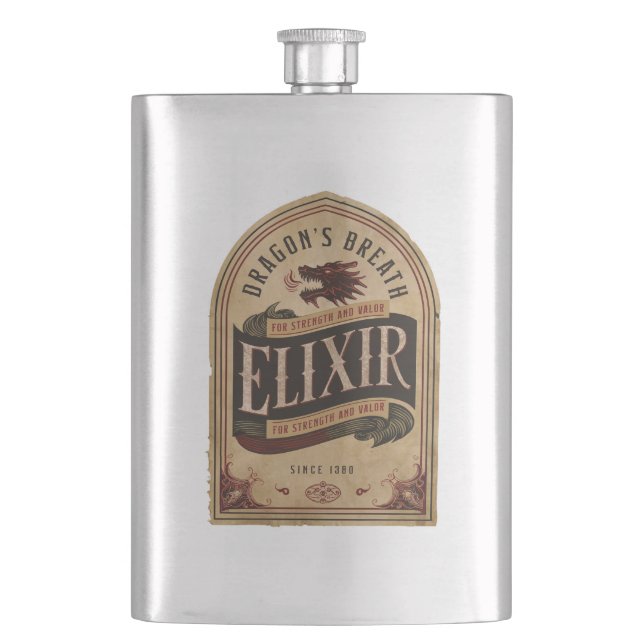 Elixir Dragon's Breath Halloween Party Vintage Hip Flask (Front)