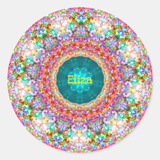 ELIZA ~ Sweet Floral Pattern ~ Personalized Classic Round Sticker (Front)